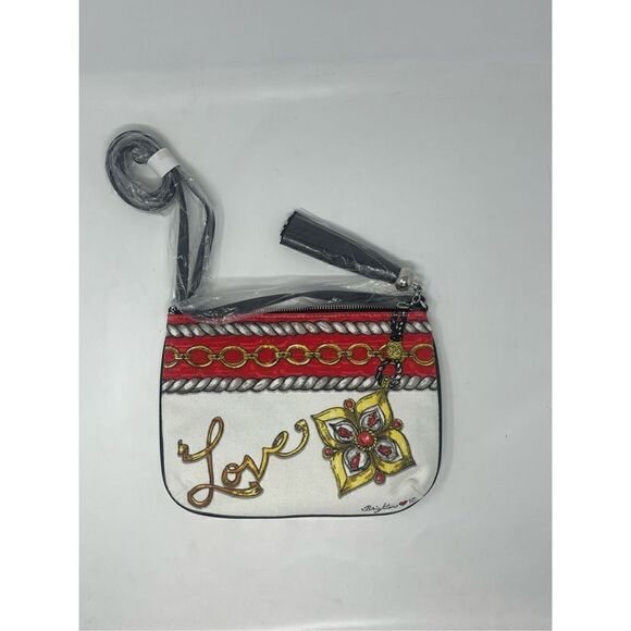Brighton Multicolor Barocco Crossbody Pouch Love Canvas Bag One Size NWT - Picture 1 of 5